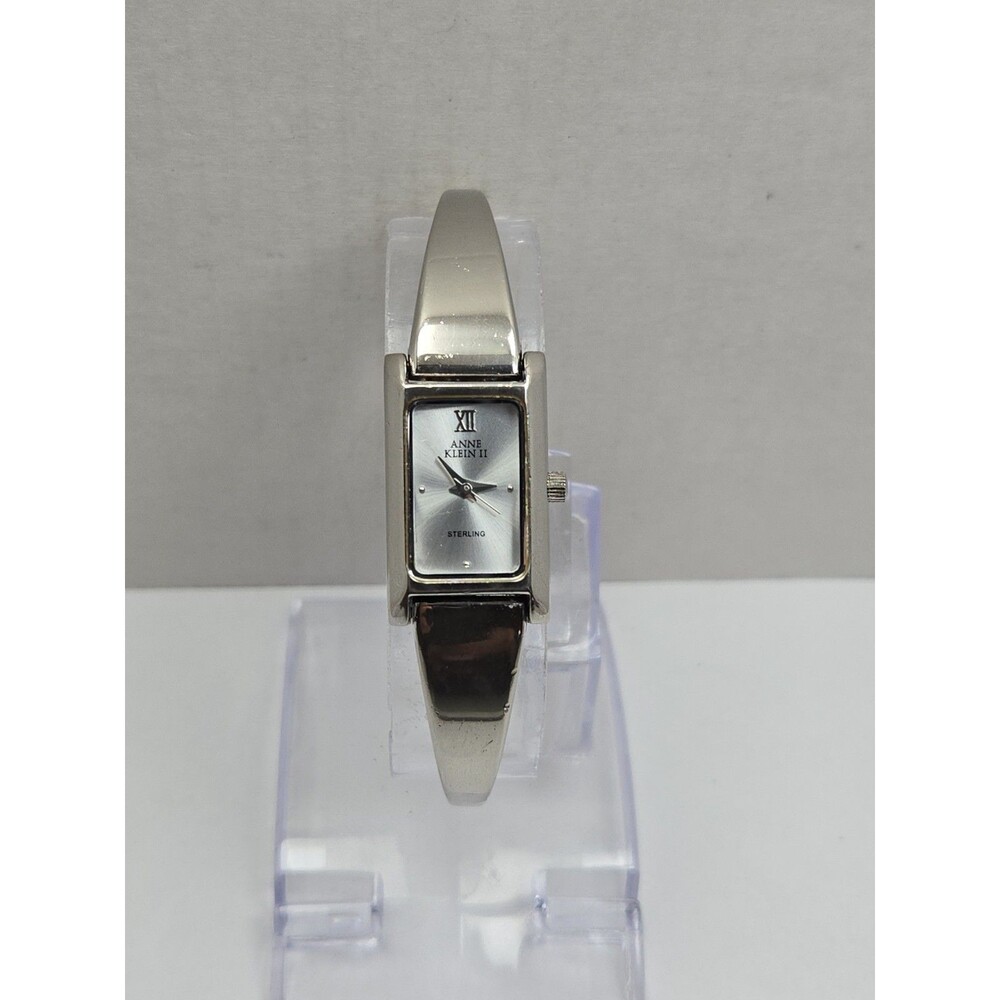 Anne Klein II Womens Sterling Silver 925 Classic Tank Bracelet Watch New Battery